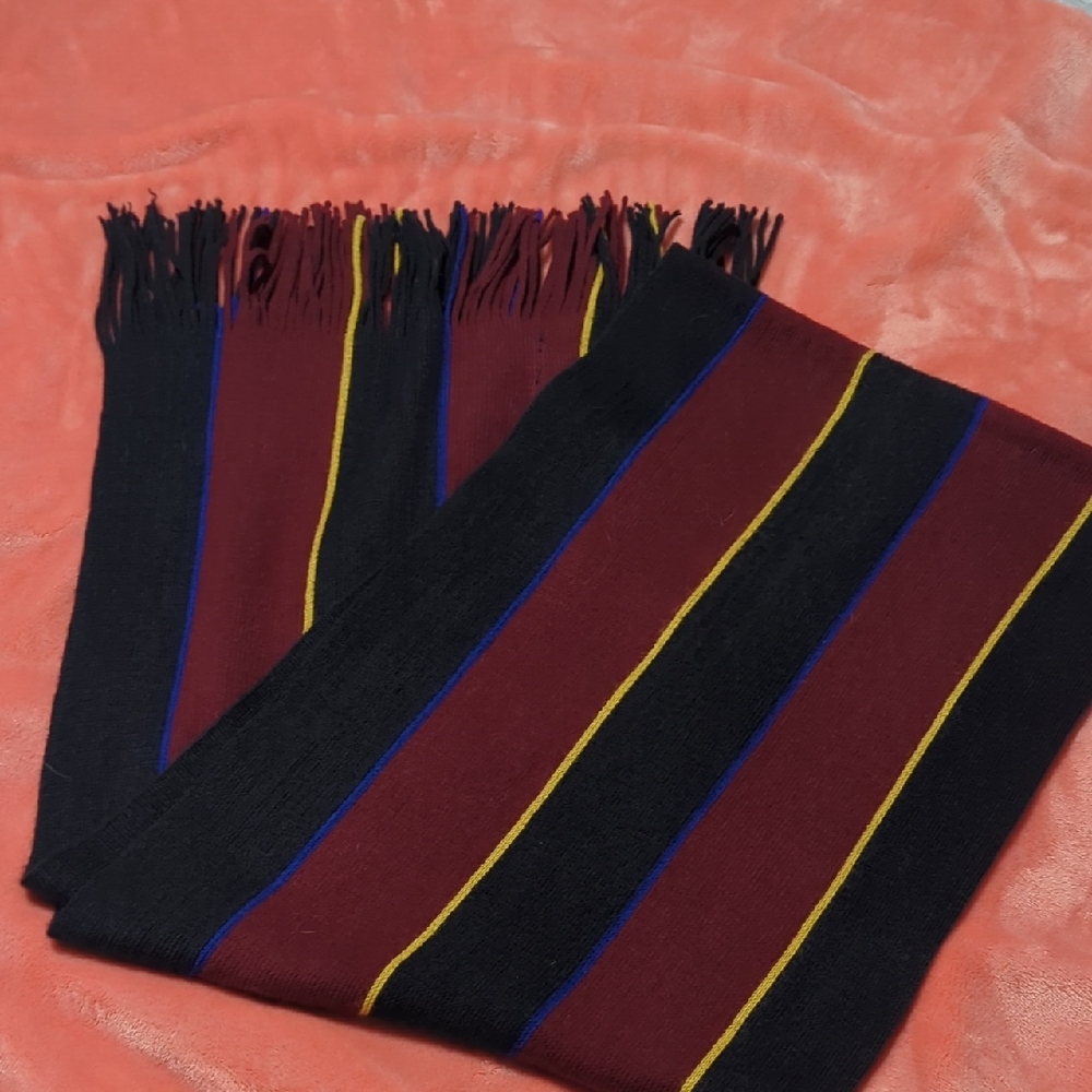Roundtree & Yorke Burgundy and Yellow Striped Scarf